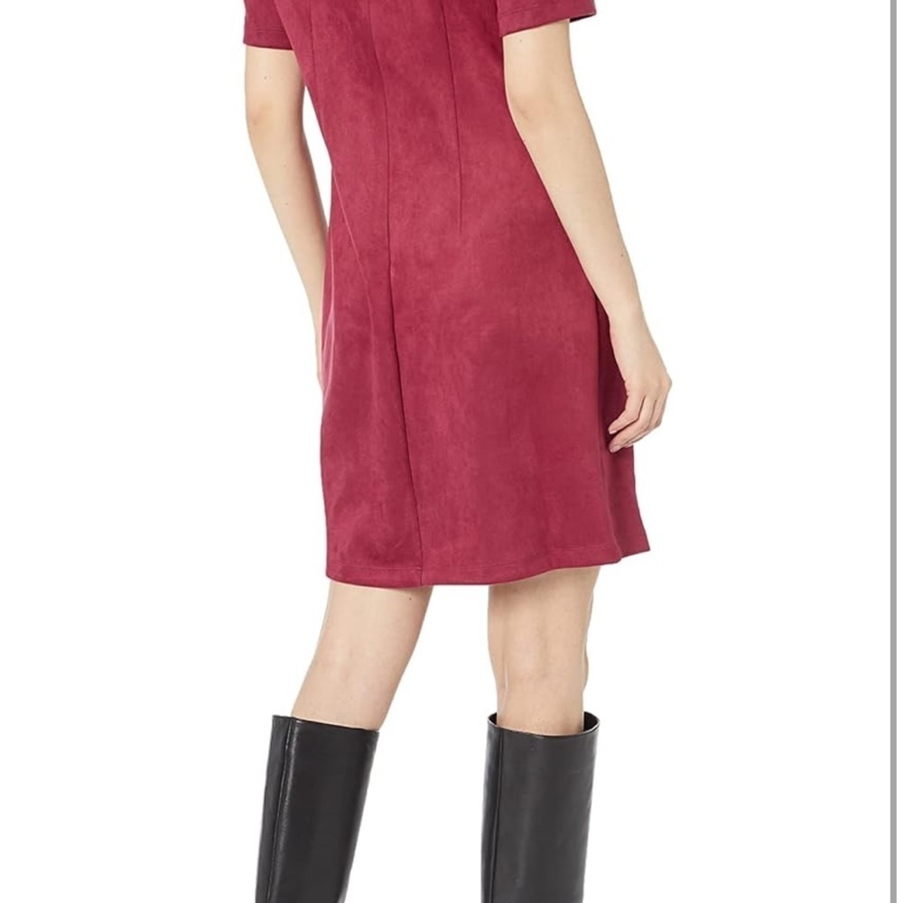 Nine West Scuba Boatneck Shift Dress in Elderberry Cognac Multi SZ 2 - Picture 2 of 4